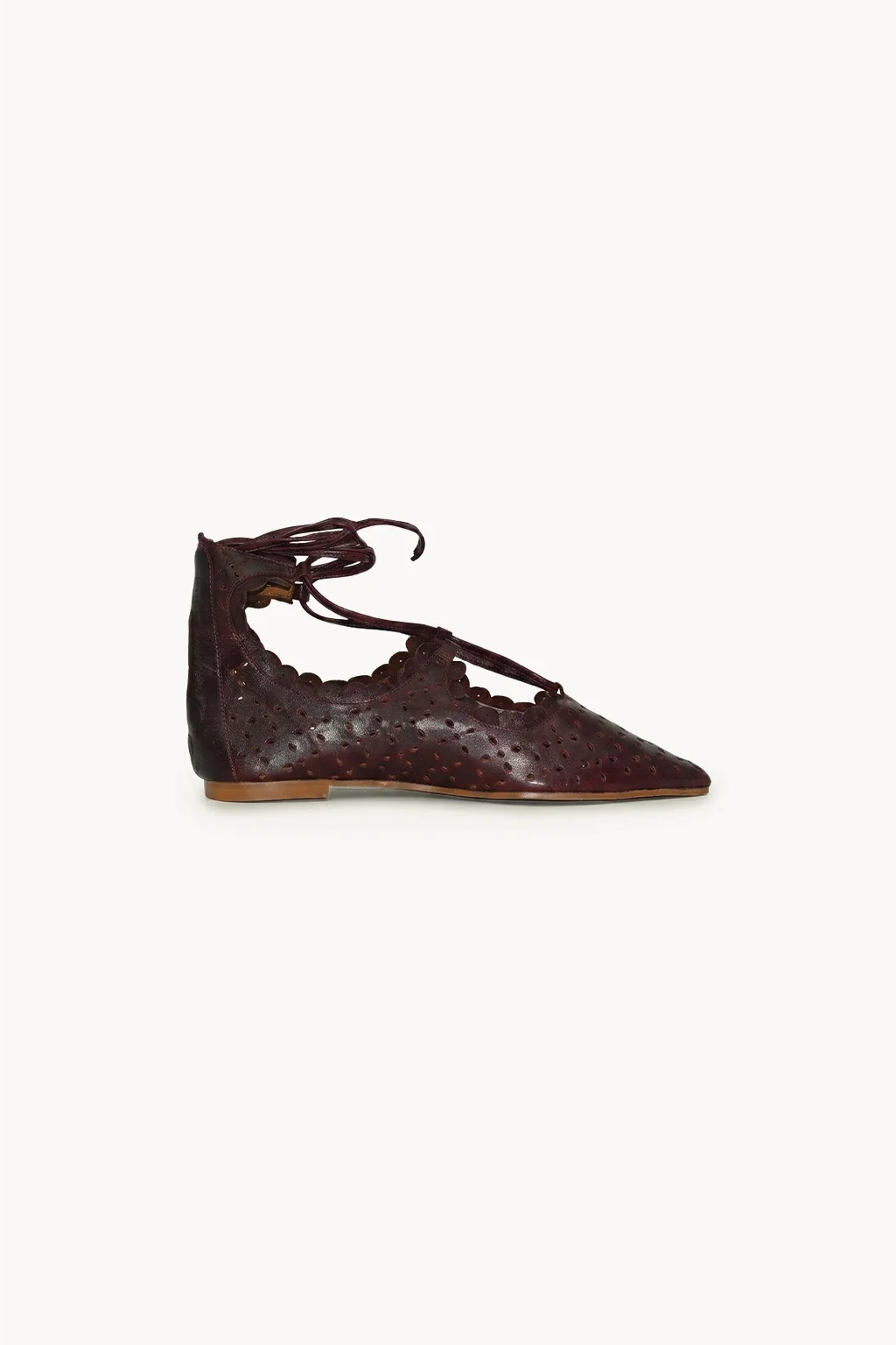 Granada lace-up flat, Burgundy — 03 side profile