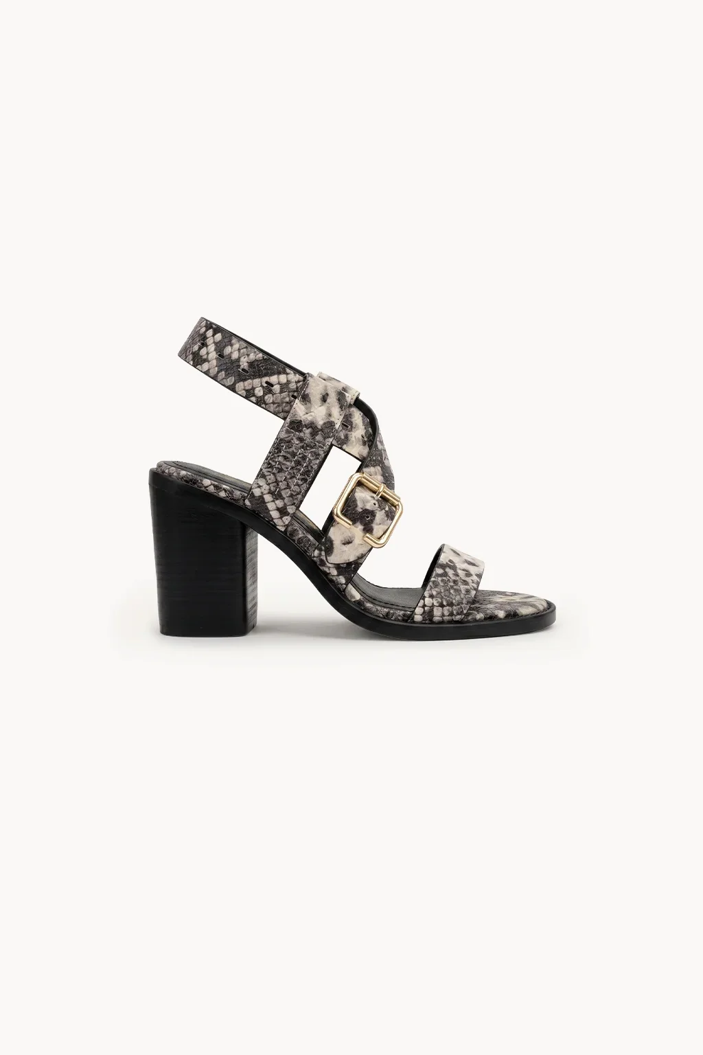 Milano Struttura Sandal, Snake print black beige — 03 side profile