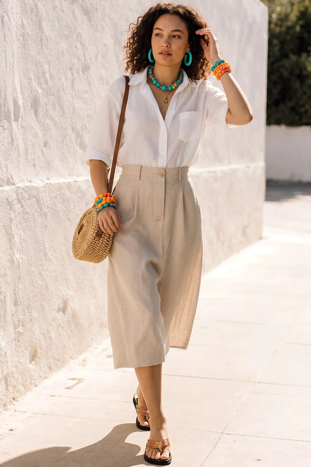 Solara Trenzada Sandal, Copper — 07 on model