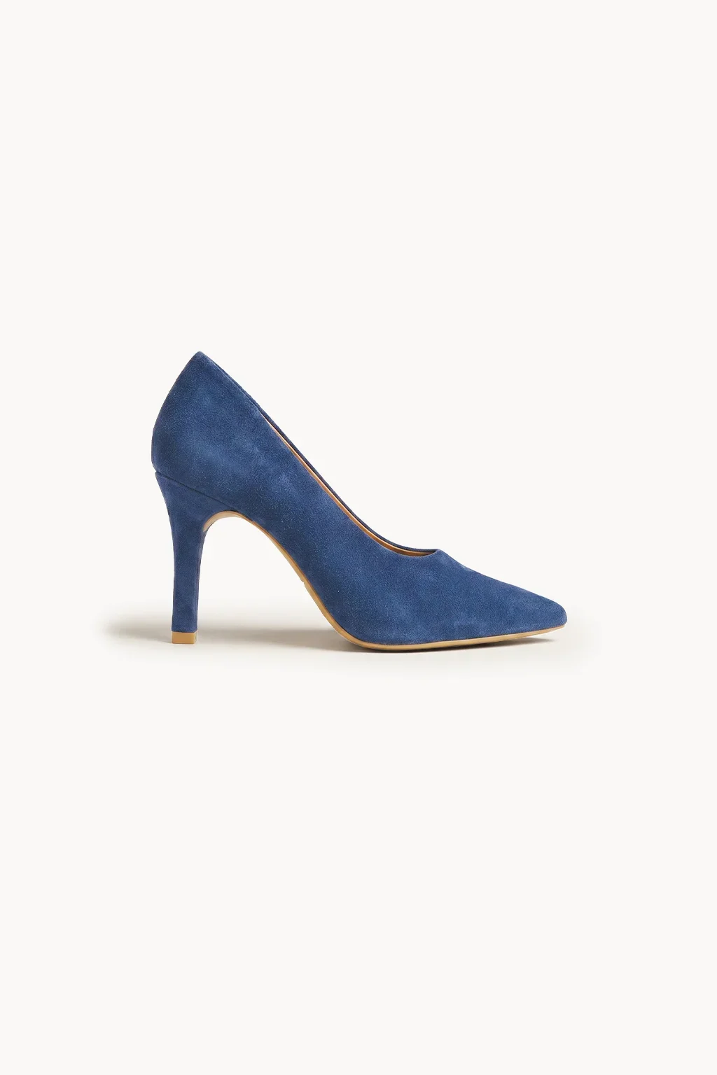 Verona Blu Suede Heel, Blue — 03 side profile