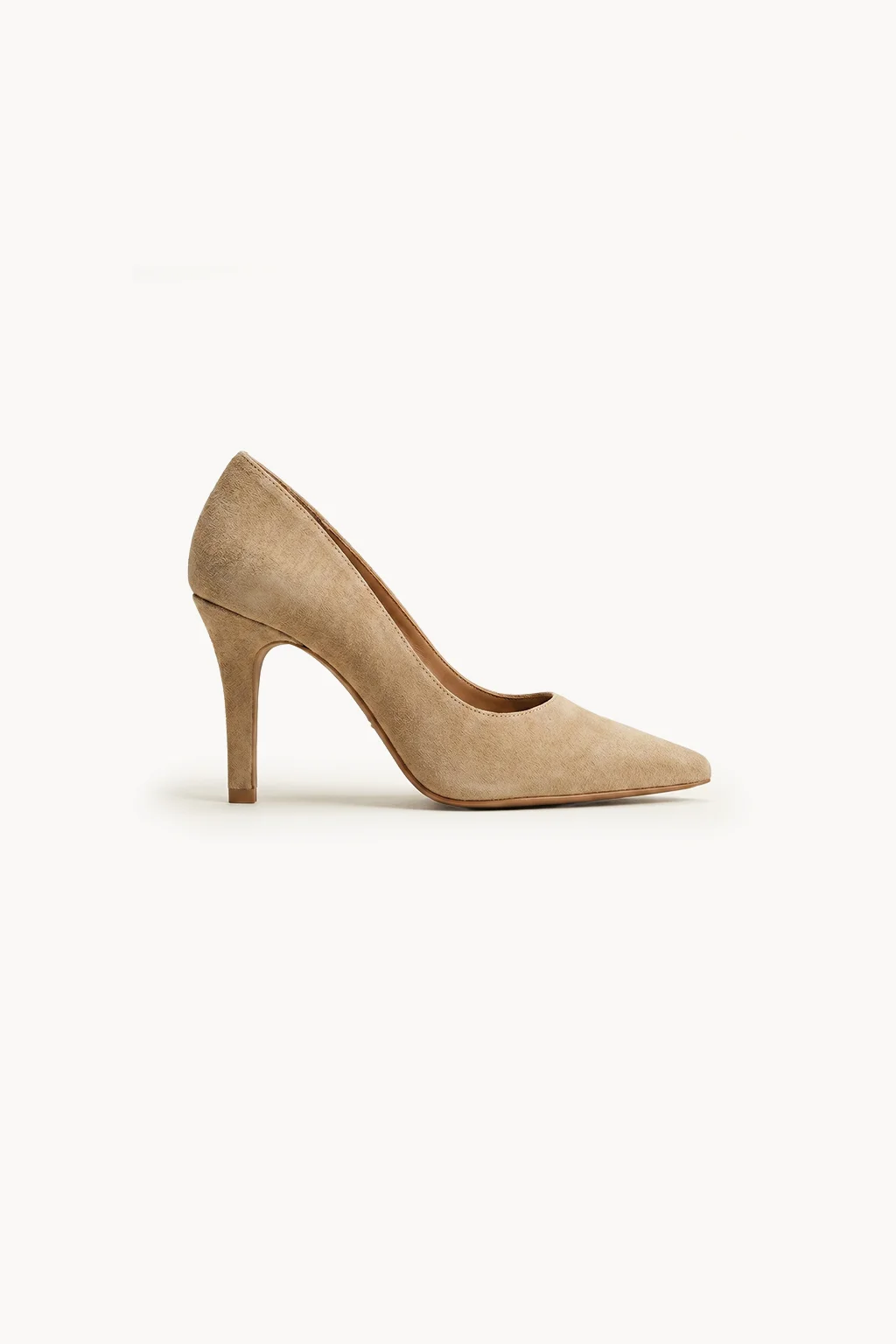 Verona Blu Suede Heel, Beige — 03 side profile
