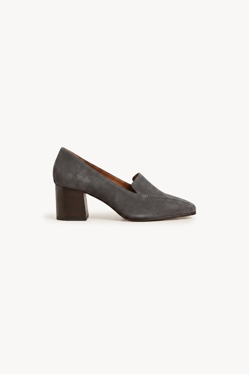 Toledo Suede Loafer Heel, Grey — 03 side profile