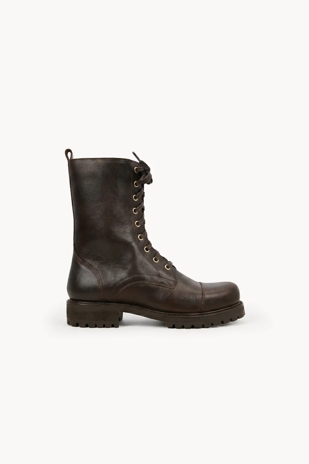 Roma Nero Combat Boot, Brown — 03 side profile