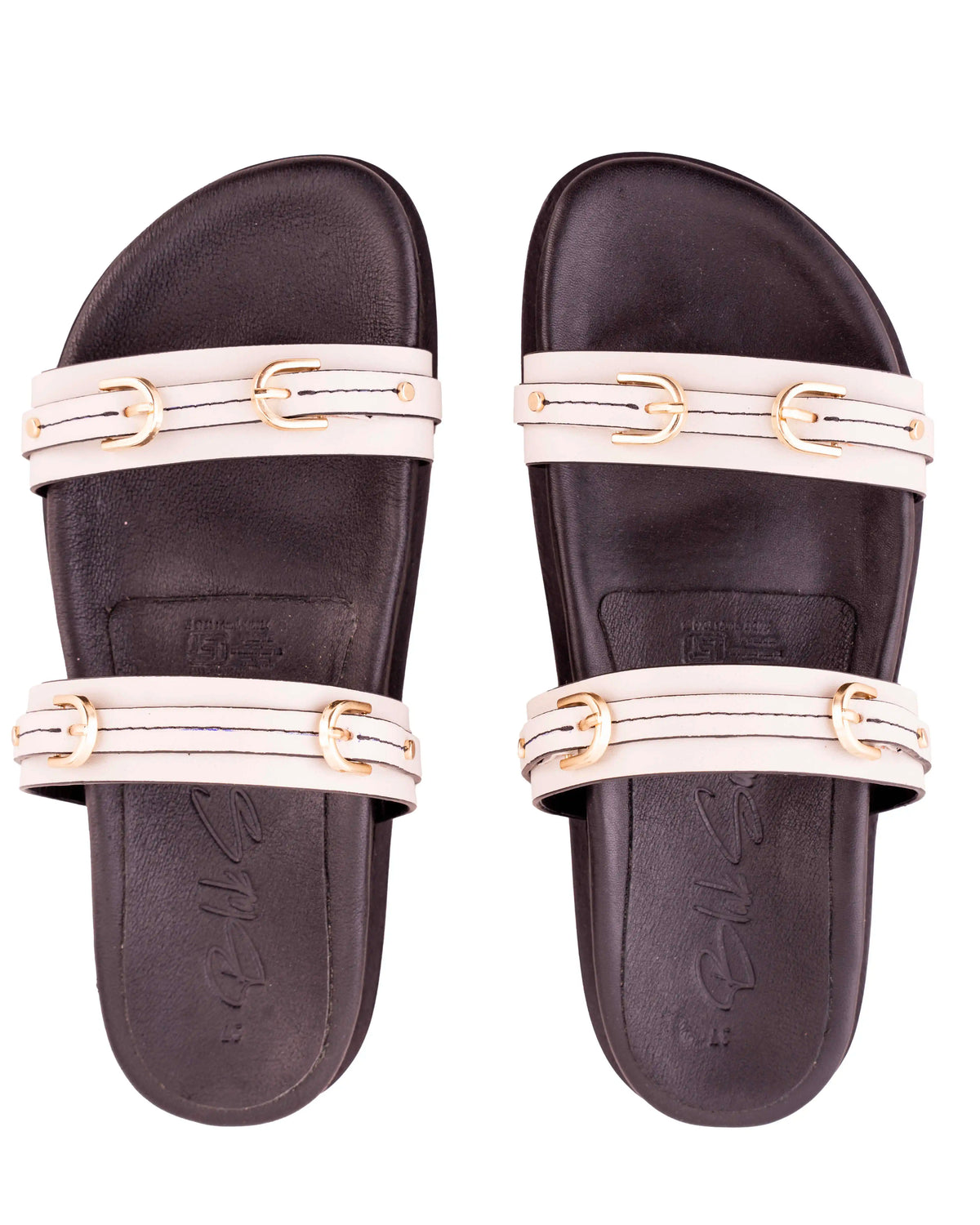 Glint – Slide Comfort Sandals, Off White — 02 three-quarter