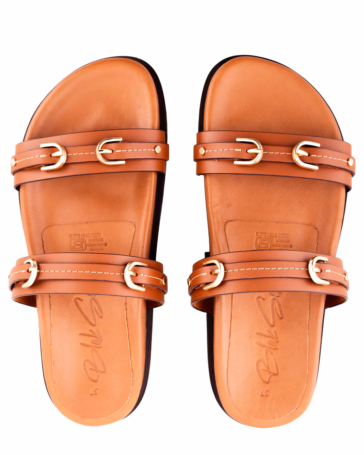 Glint – Slide Comfort Sandals, Chestnut — 02 three-quarter