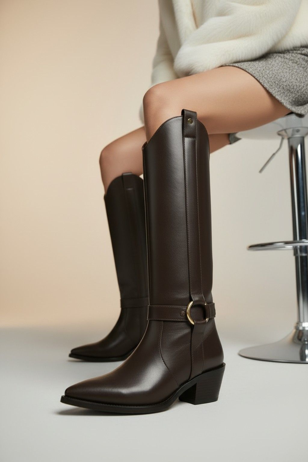 Marcelle – Classic Tall Boots, Brown — 05 on the foot