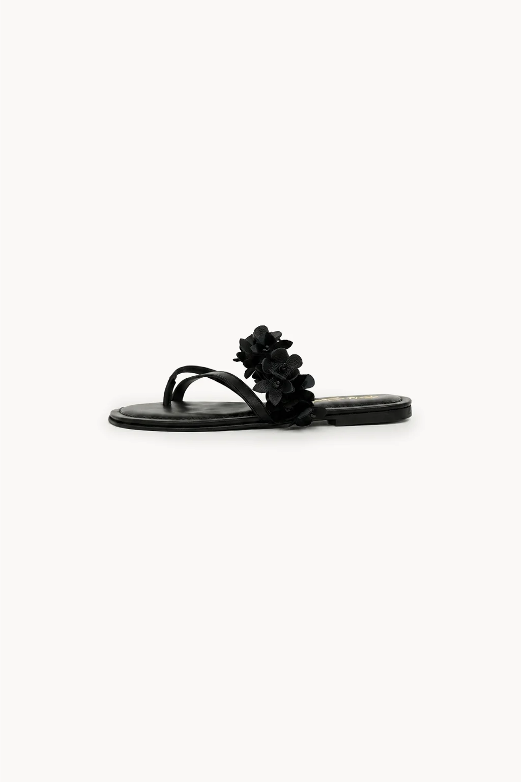 Fiore di Perla Flat Sandal, Black — 04 side profile 2