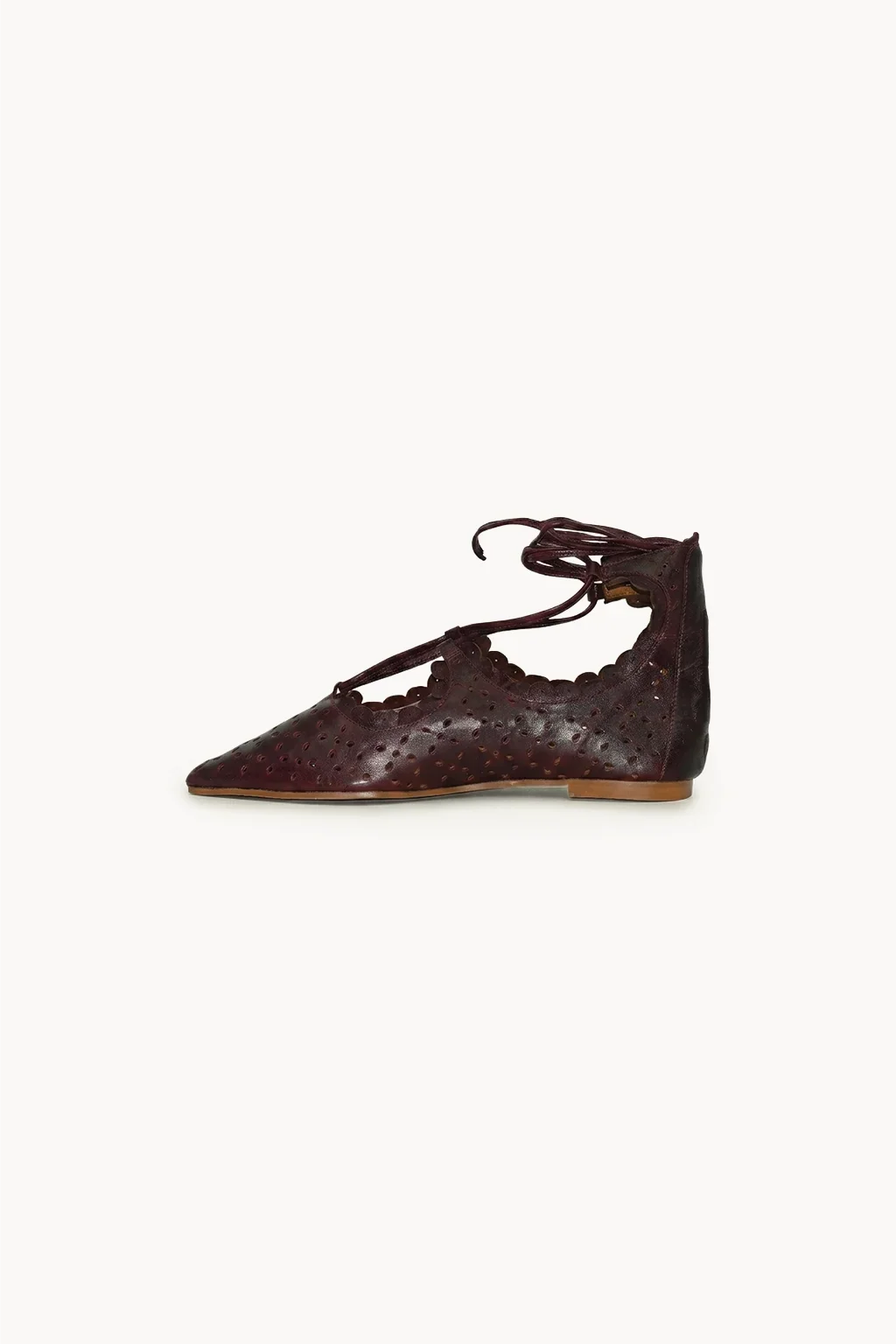 Granada lace-up flat, Burgundy — 04 side profile 2