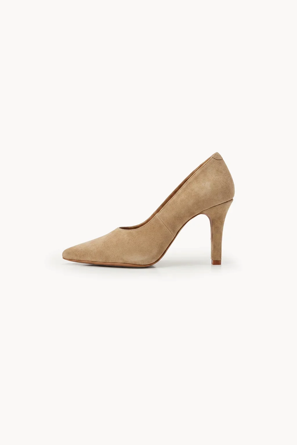 Verona Blu Suede Heel, Beige — 04 side profile 2