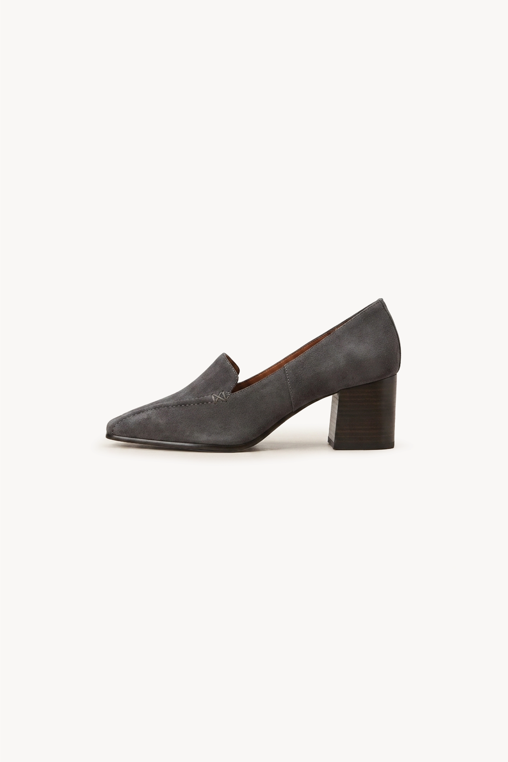 Toledo Suede Loafer Heel, Grey — 04 side profile 2