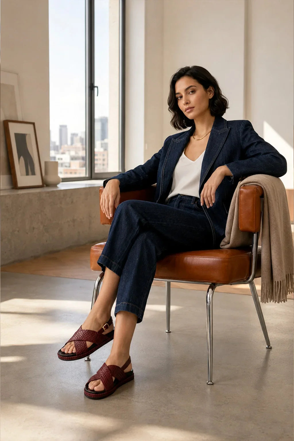 Sandalia Rioja, Burgundy — 07 on model