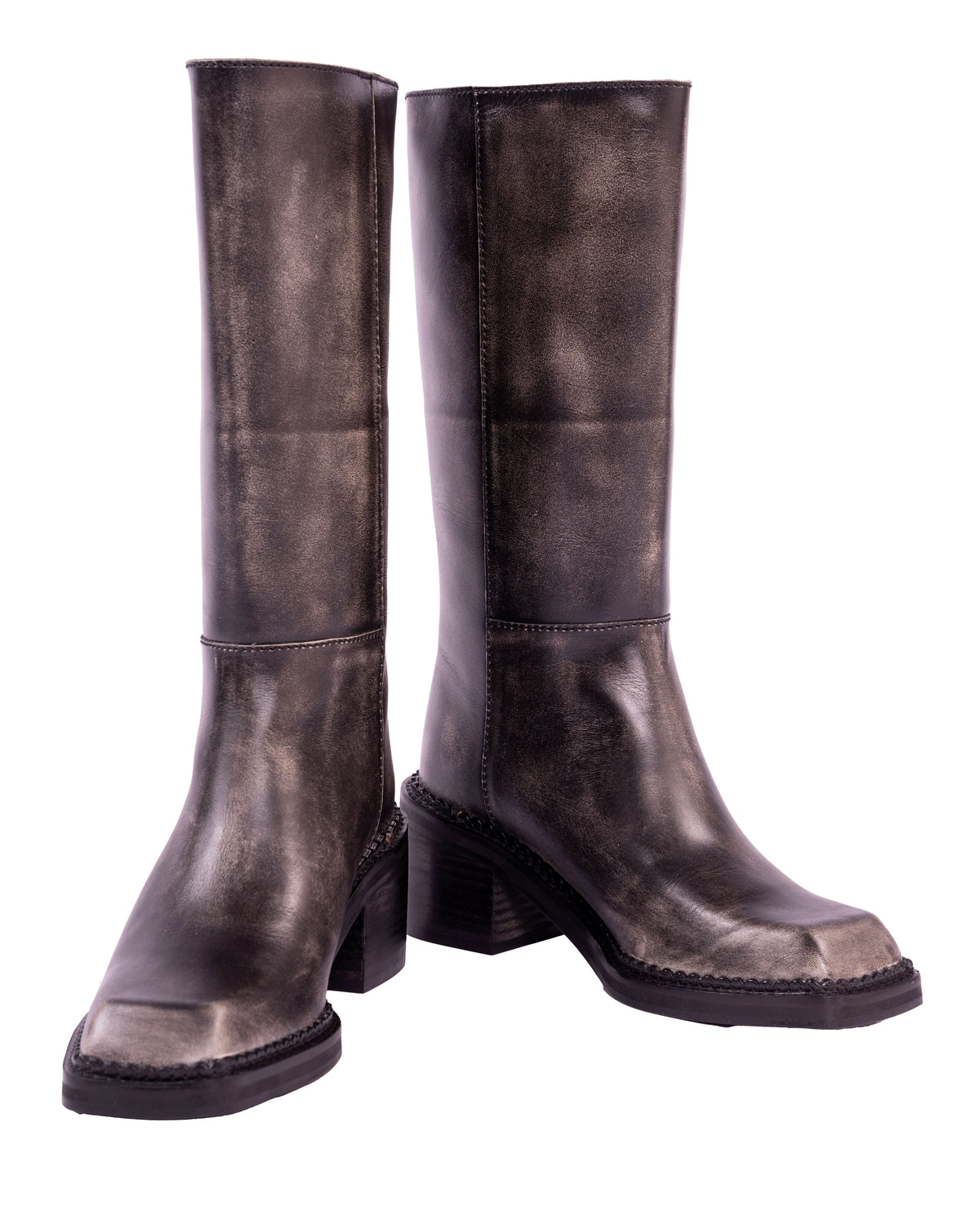 Brume – Square Toe Brush Effect Boots, Oxblood — 04 detail 2