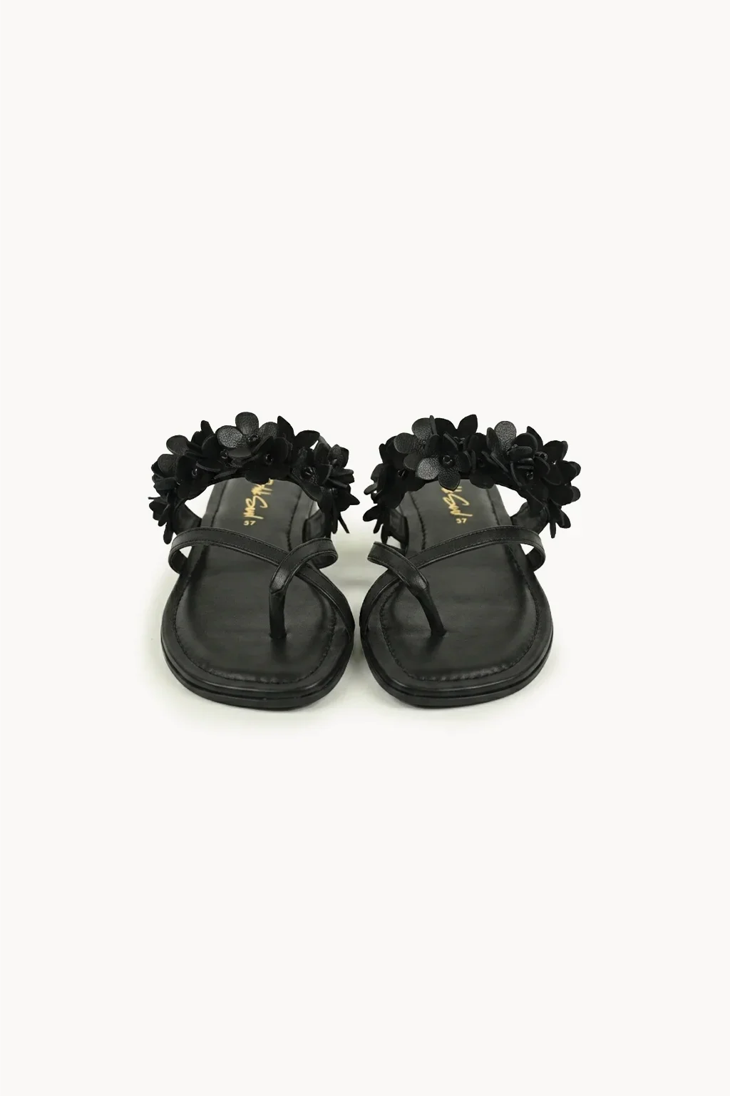 Fiore di Perla Flat Sandal, Black — 01 pair