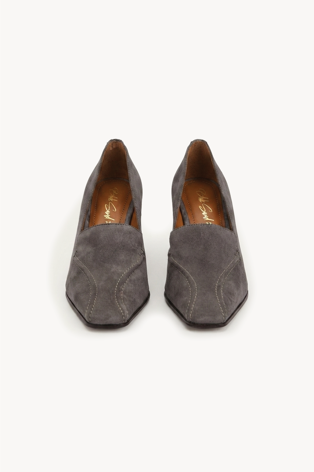 Toledo Suede Loafer Heel, Grey — 01 pair
