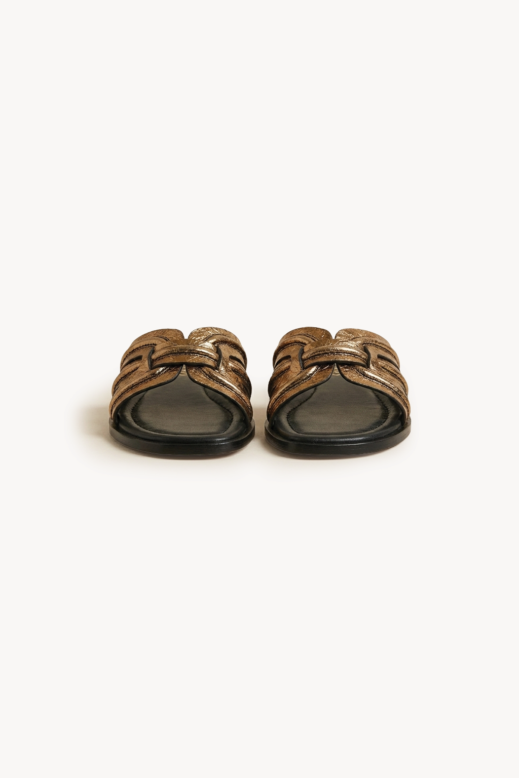 Aurea Noir Slide, Antique Gold — 04 three-quarter