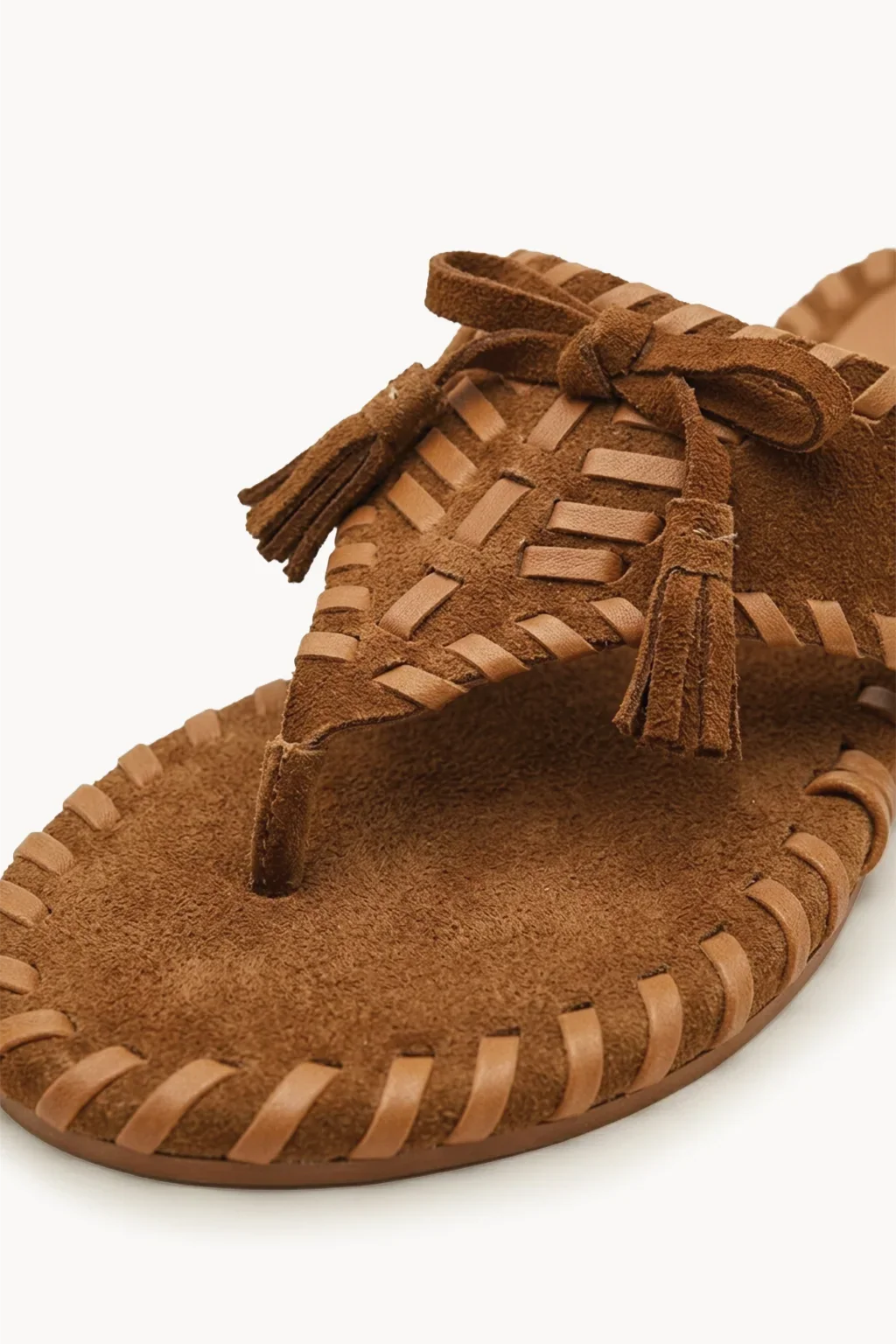 Marbella Trenzado Sandal, Brown & Tan — 02 close-up