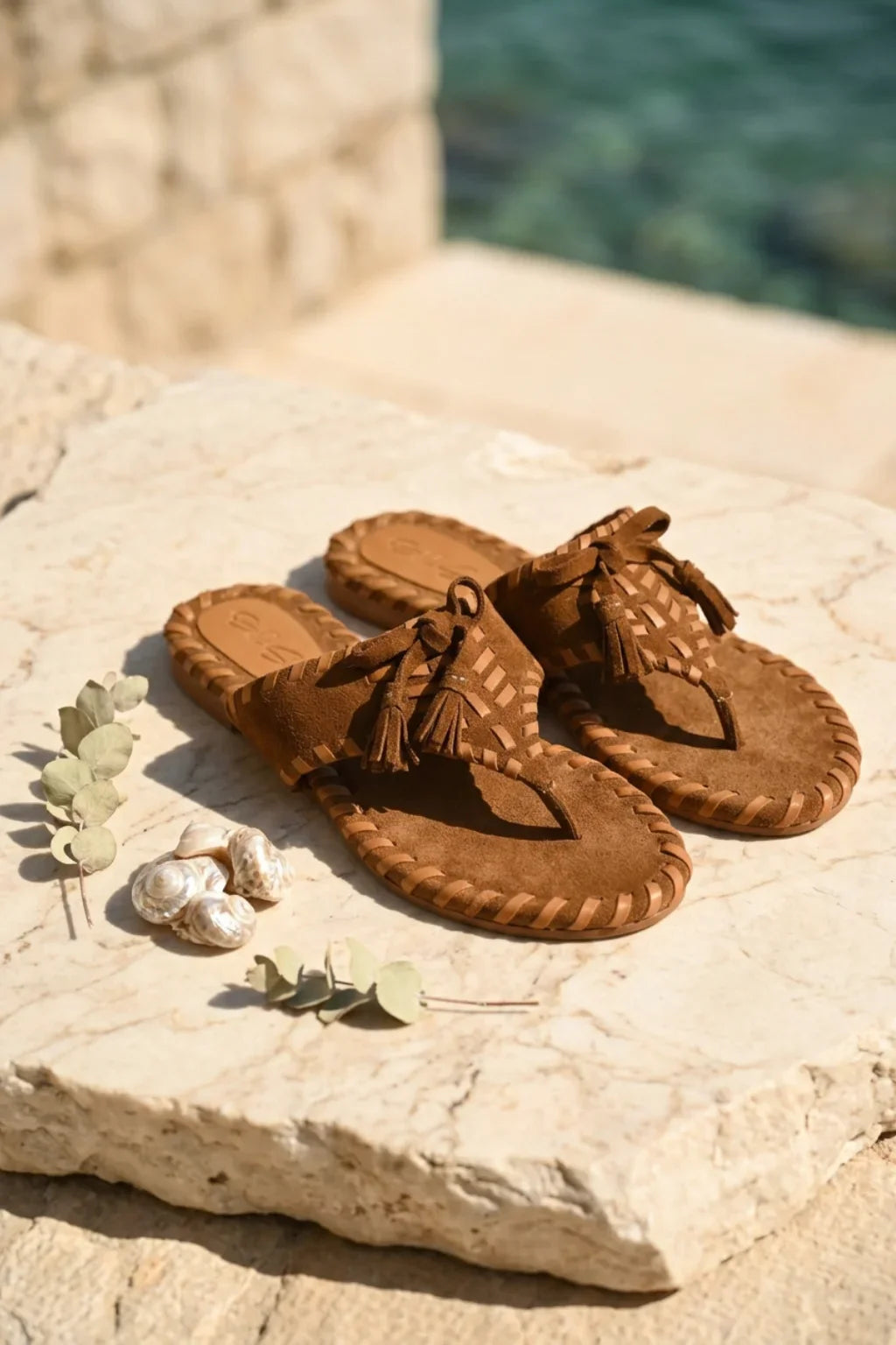 Marbella Trenzado Sandal, Brown & Tan — 08 styled