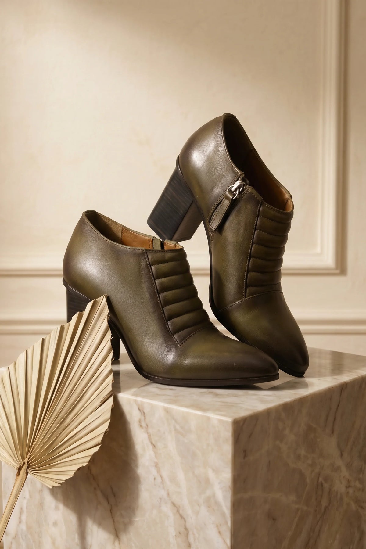 Vera Forma Ankle Boot, Olive — 08 styled