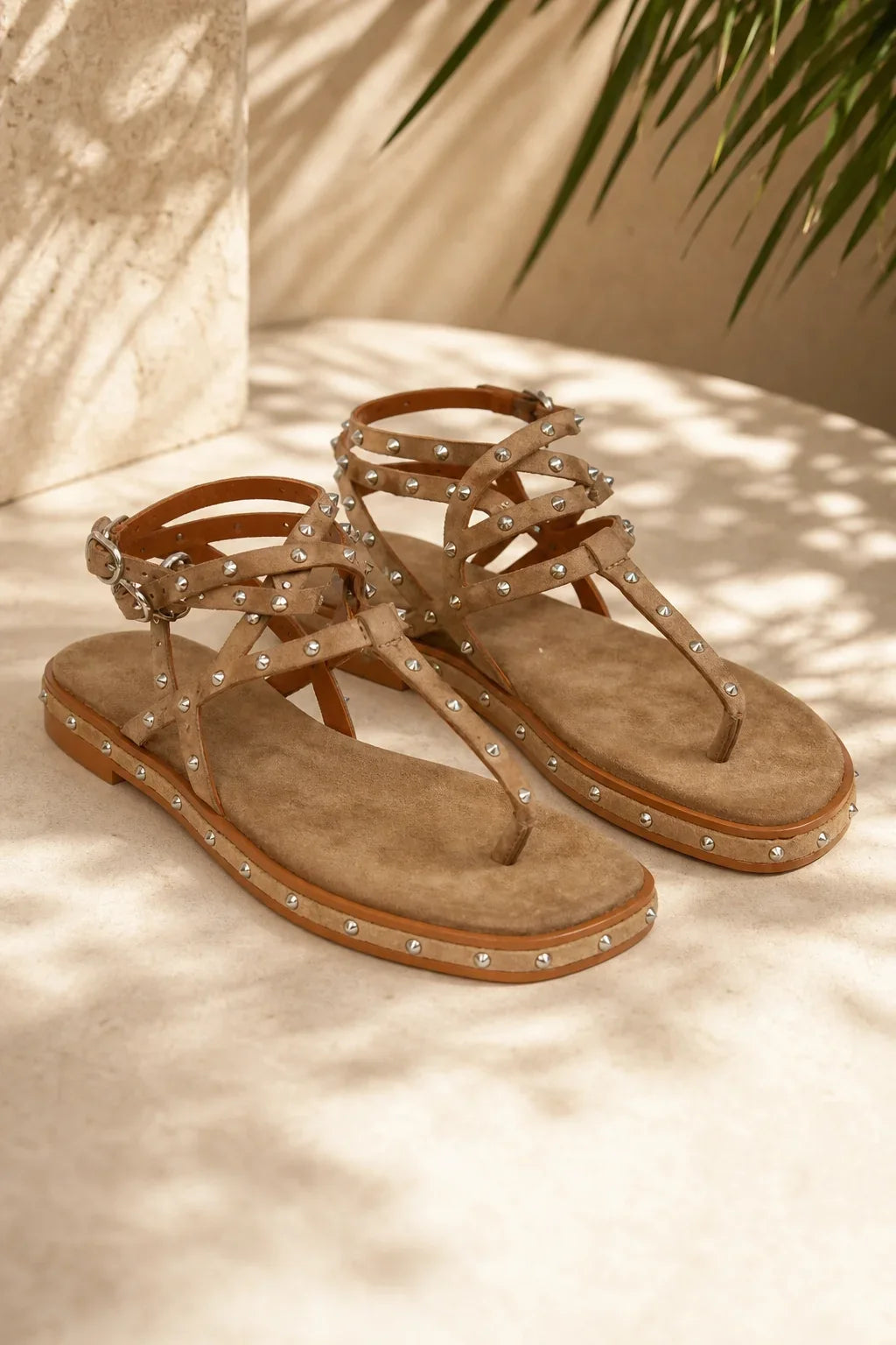 Marbella Gladiadora Sandal, Beige — 08 styled