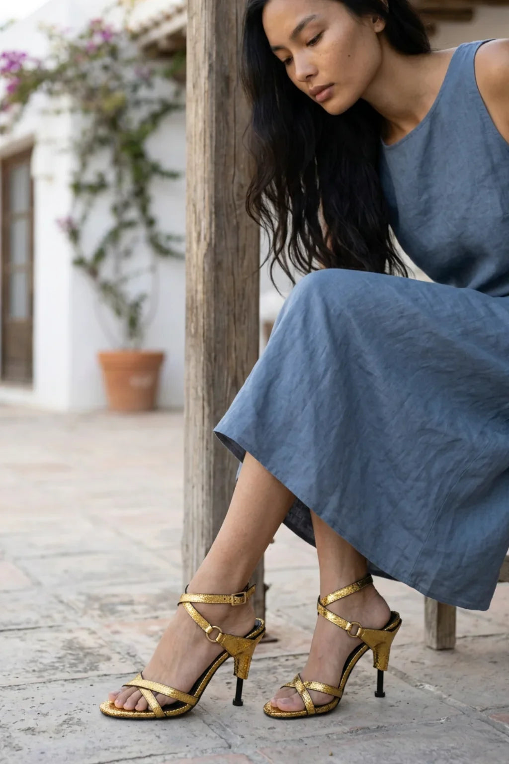 Costa del Sol Sandal, Gold — 07 on model