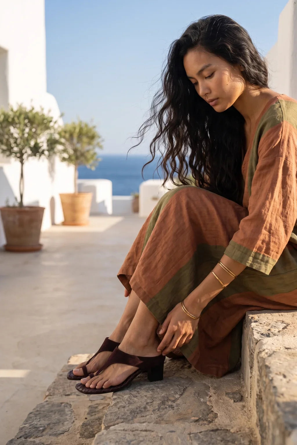 Veneto T-Bar Sandal, Burgundy — 07 on model