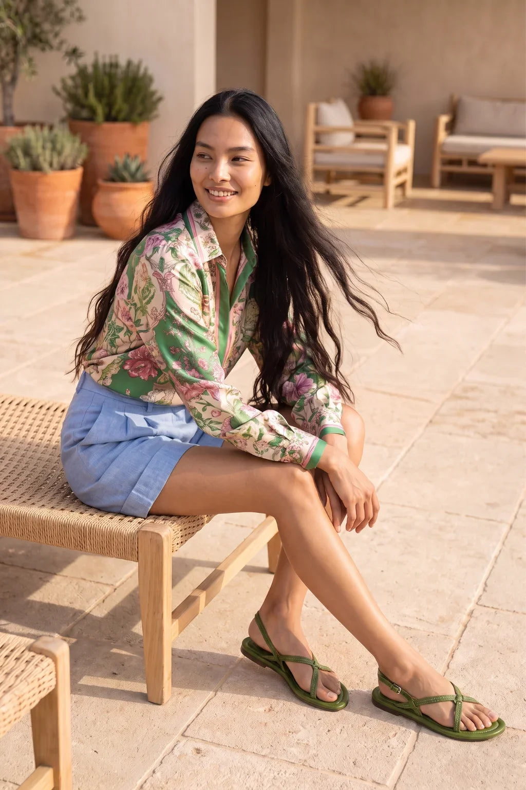 Esmeralda de Ibiza Sandal, Green — 07 on model