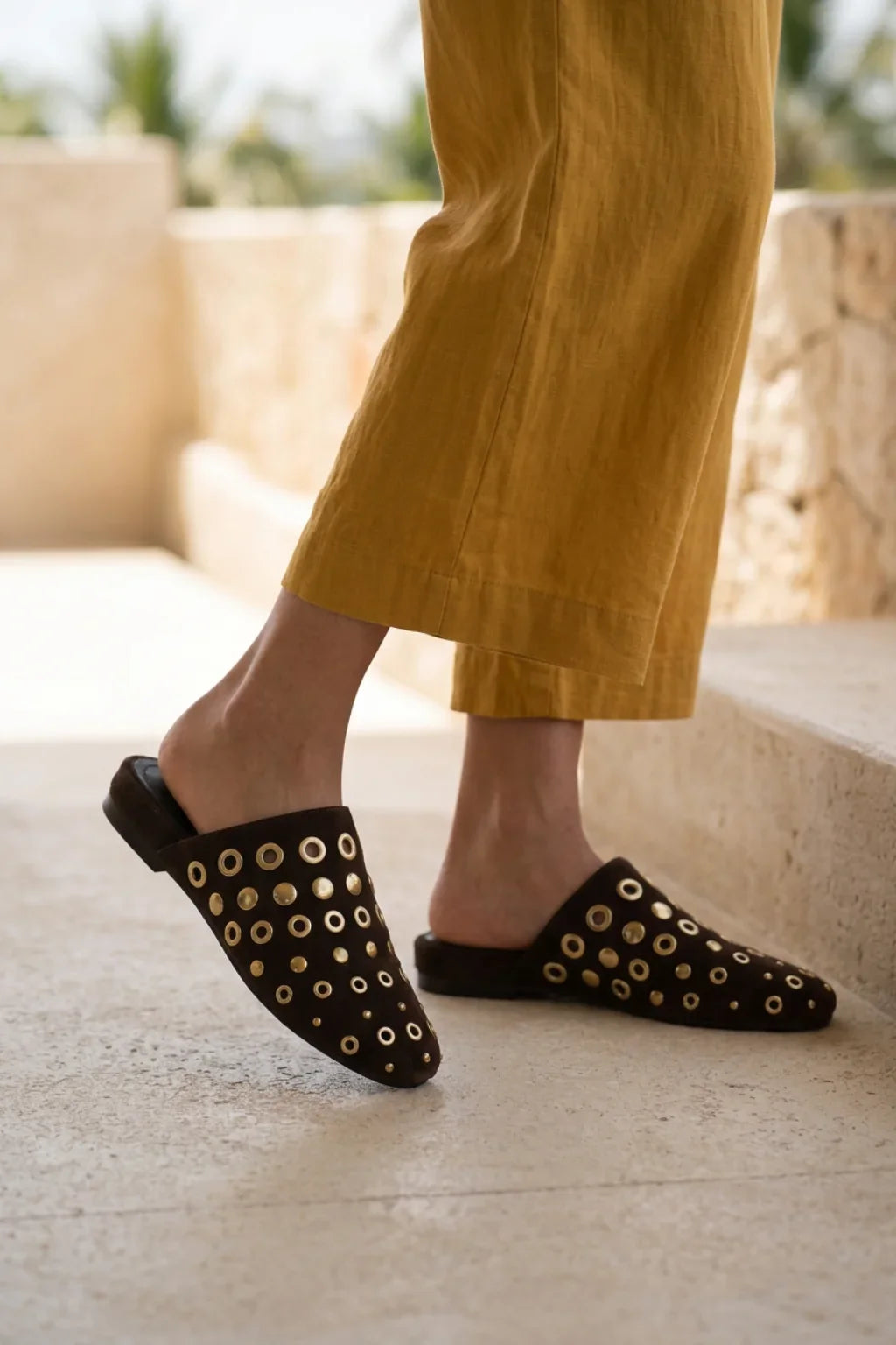 Sevilla Oro Stud Mule, Brown — 06 on the foot