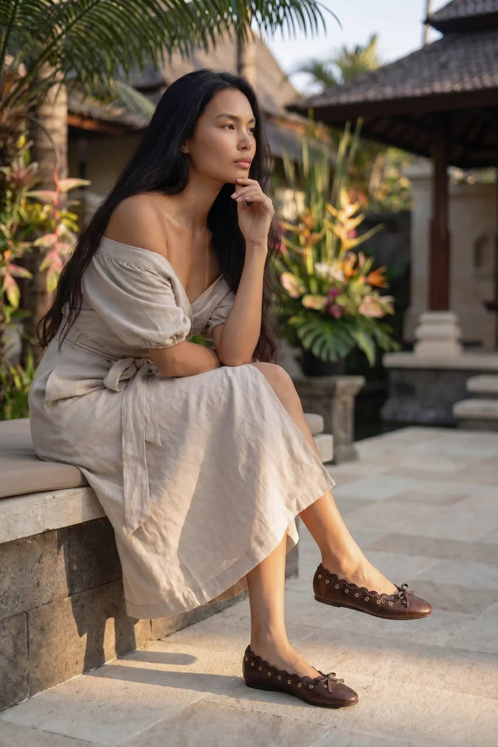 Lusso Fiore Ballerina, Brown — 07 on model