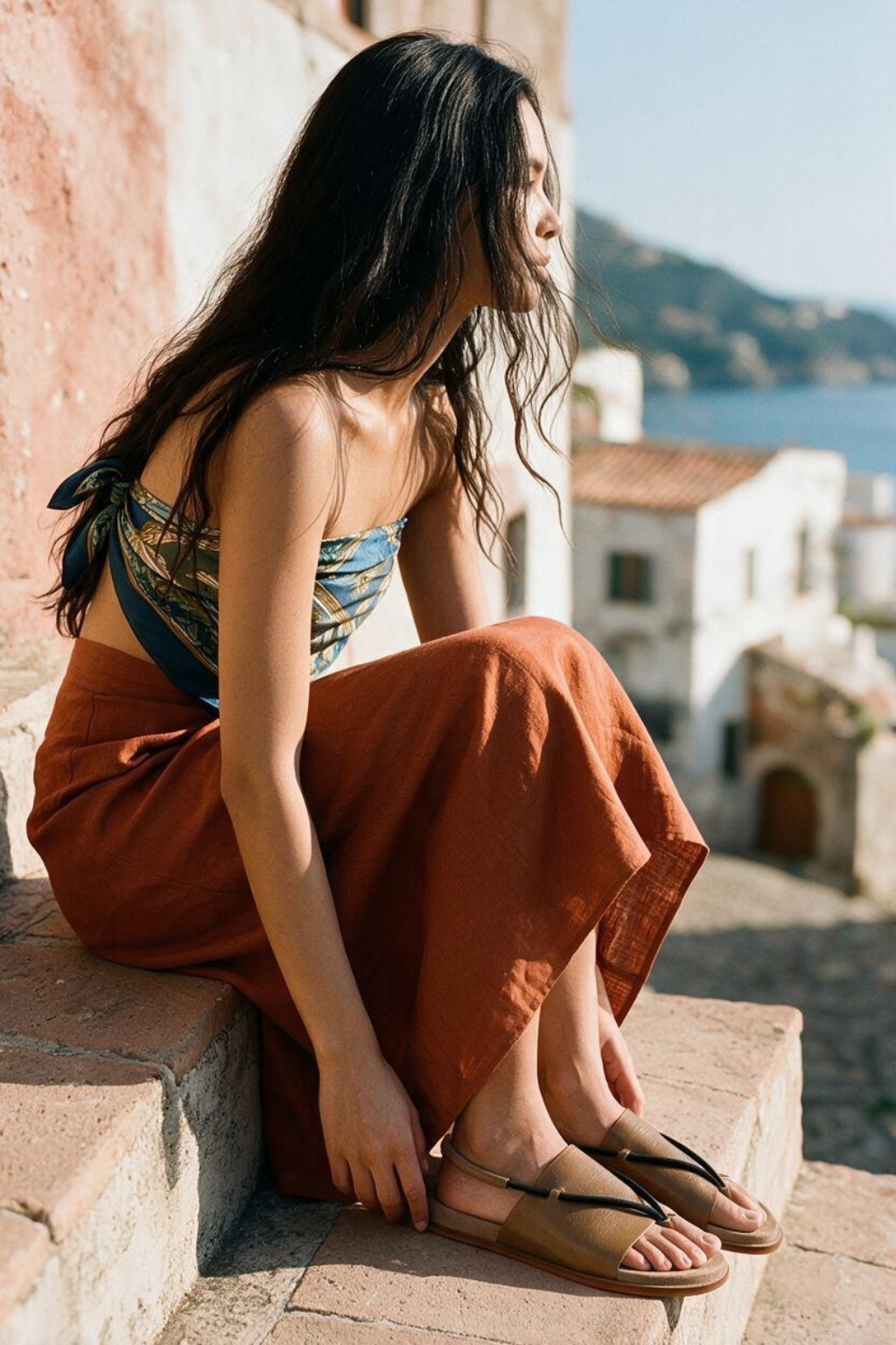 Rojo Soberano Sandal, Tan — 07 on model