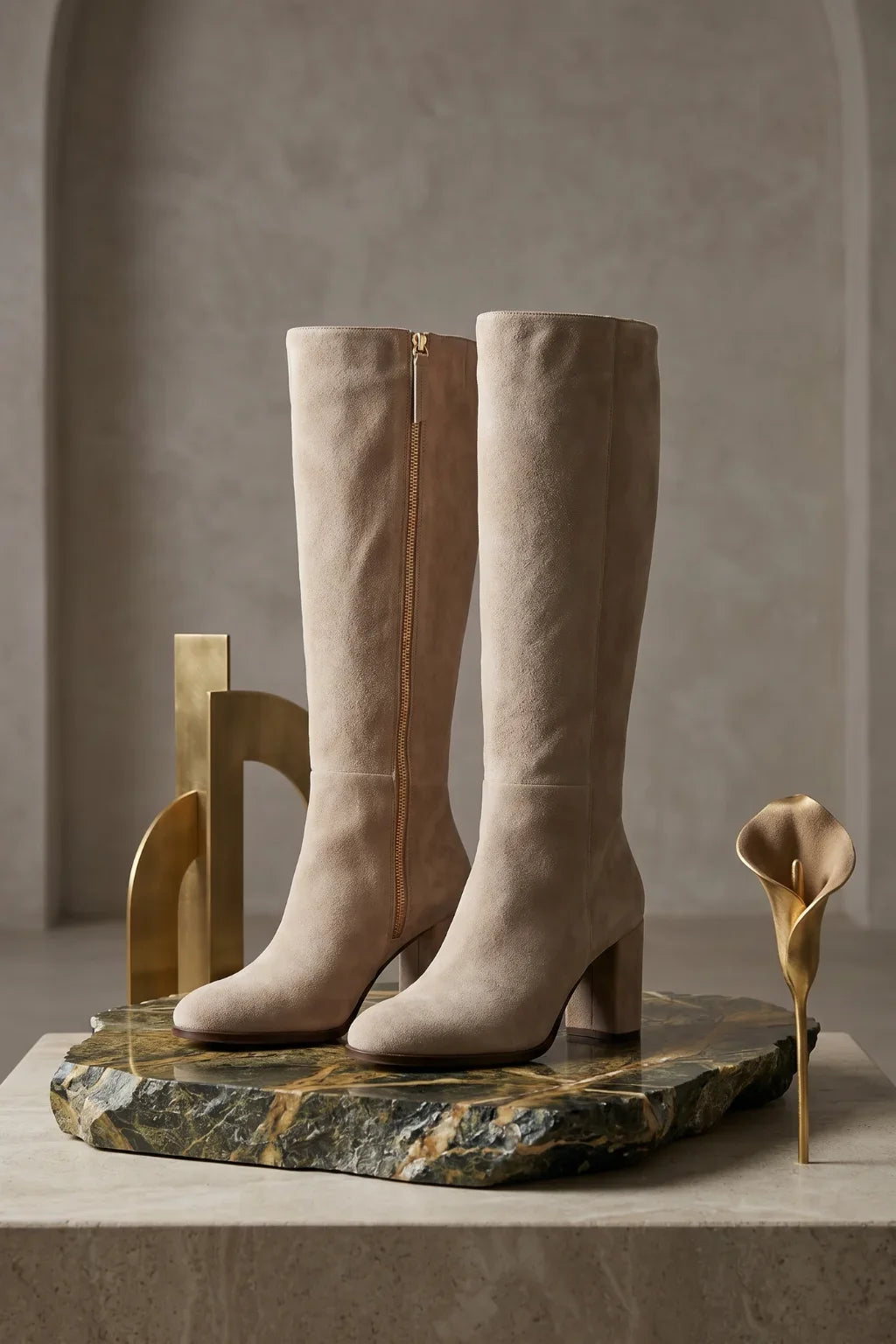 Venezia Avorio Tall Boot, Beige — 08 styled