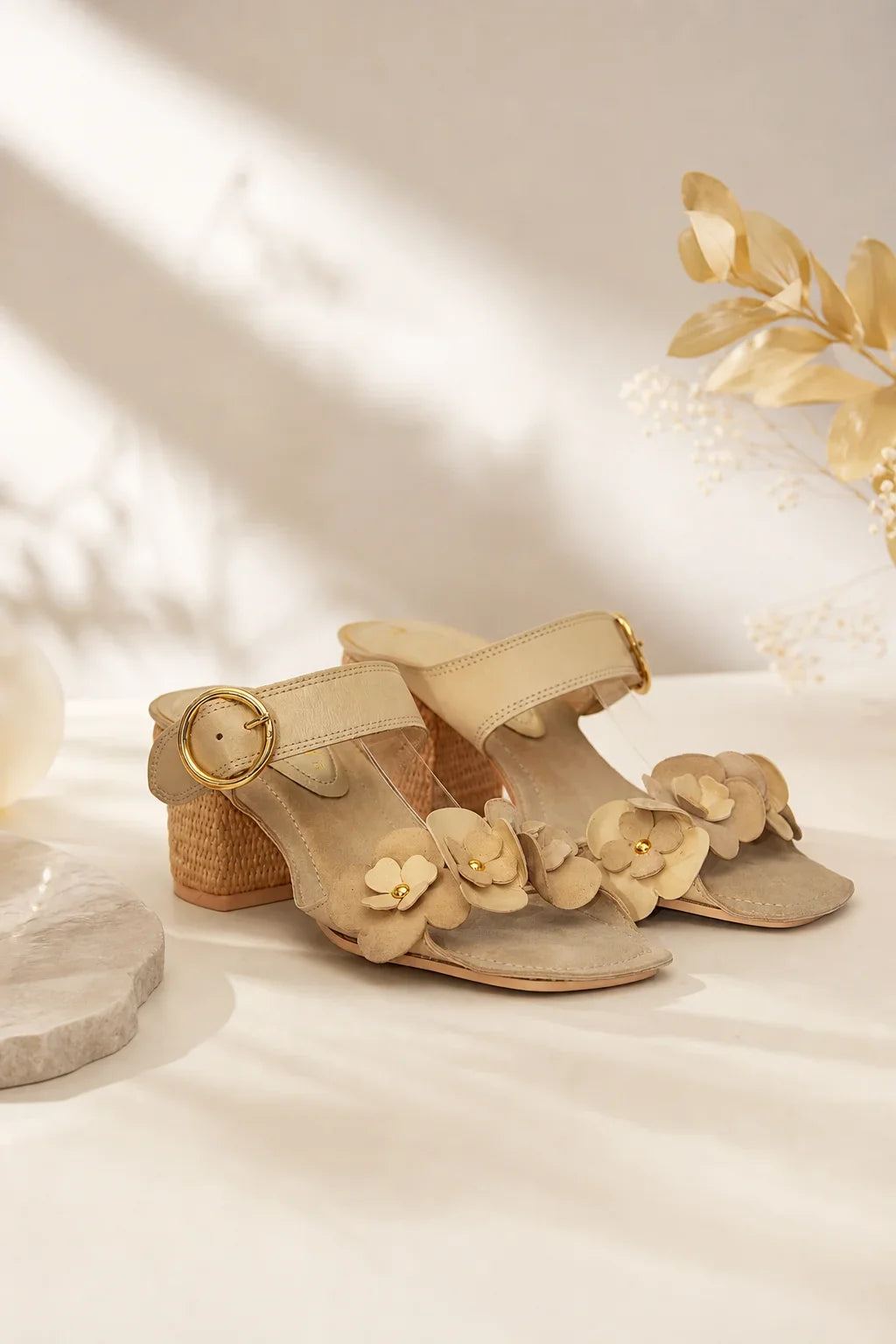 Florencia Block Heel, Beige — 08 styled