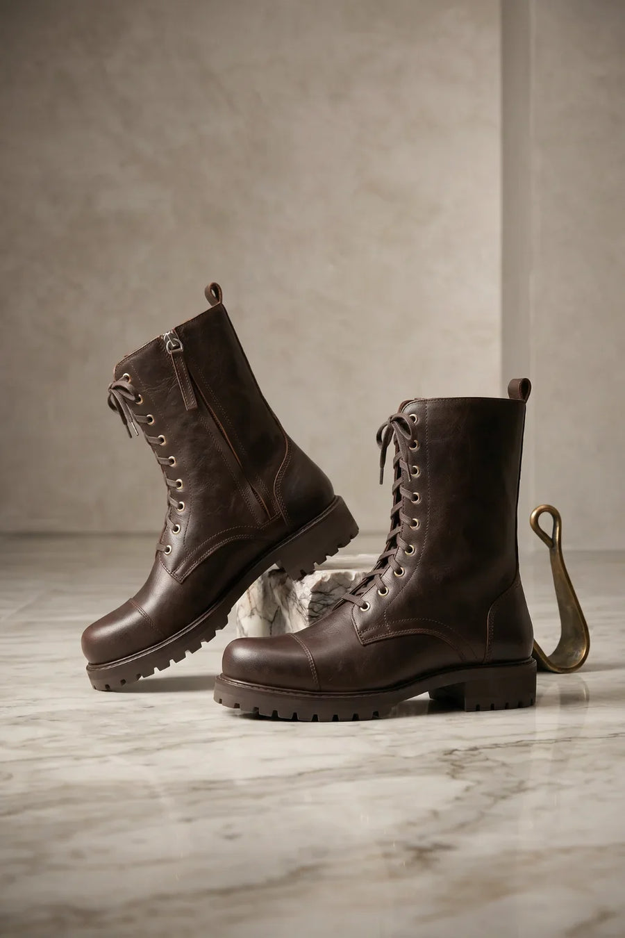Roma Nero Combat Boot