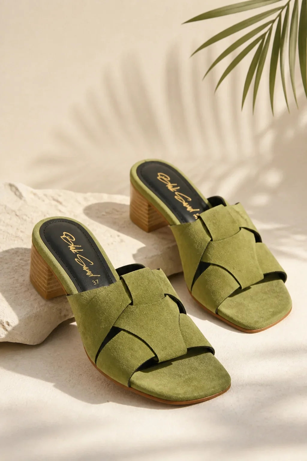 Killarney Cascade Heel, Olive — 08 styled