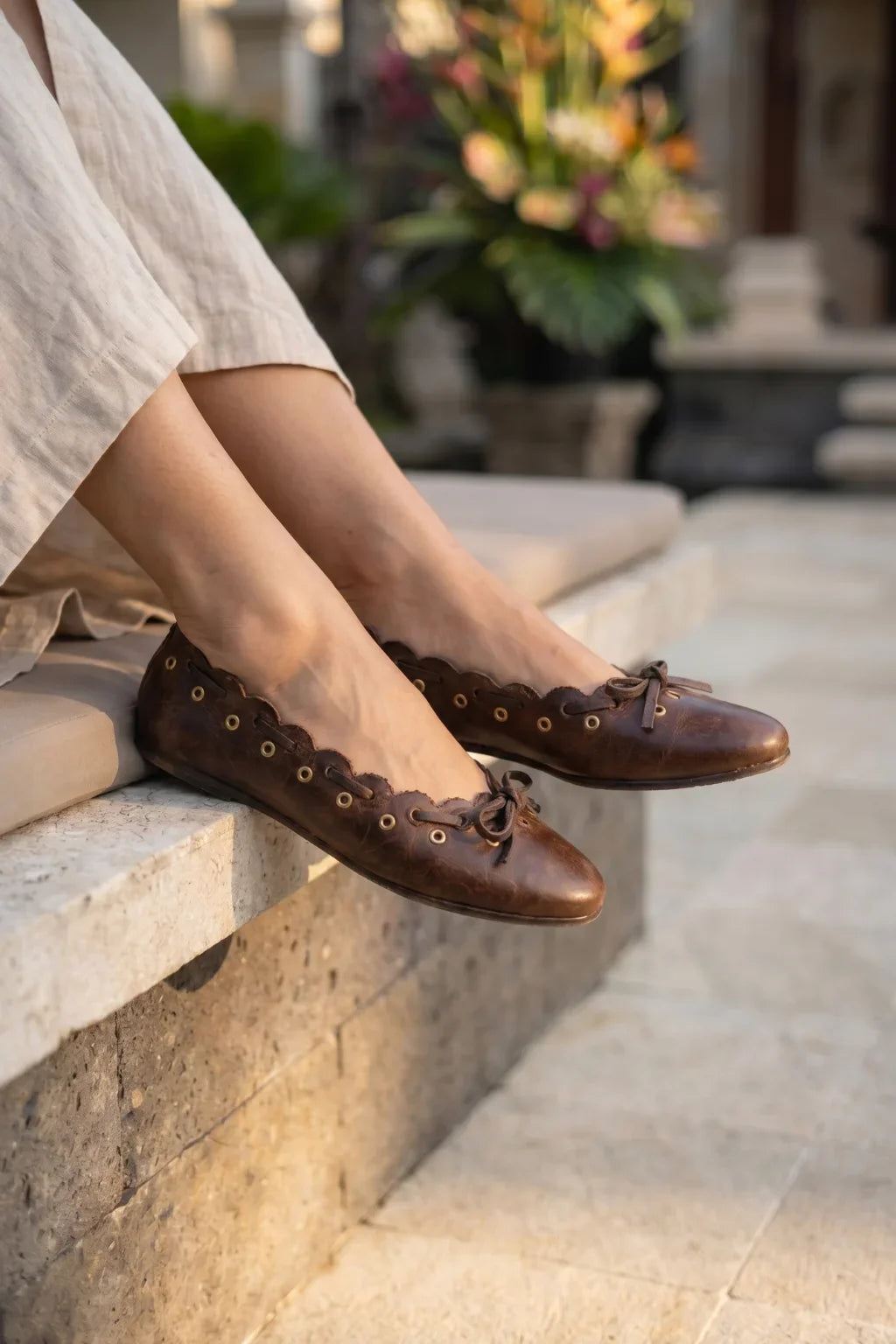 Lusso Fiore Ballerina, Brown — 06 on the foot