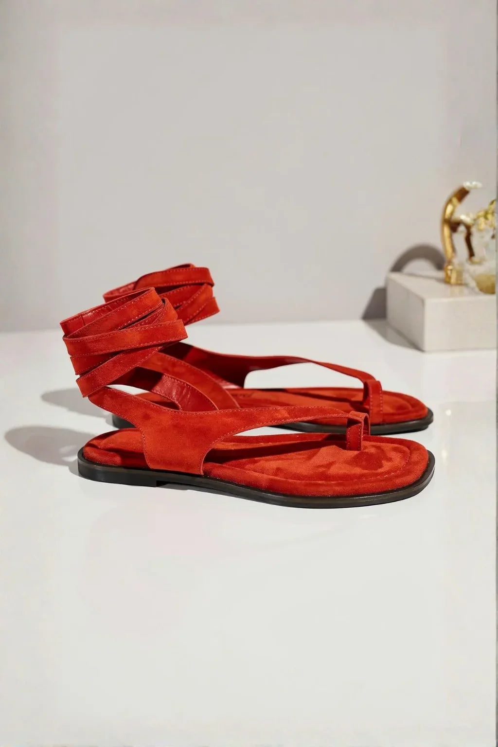 Lumeve – Minimal Wrap Thong Sandals, Red — 08 styled