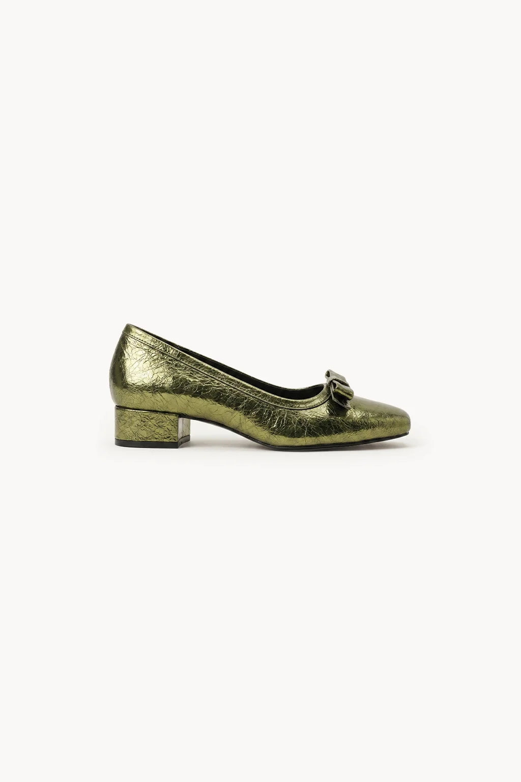 Arco Front Bow Pump Shoes, Olive — 03 side profile