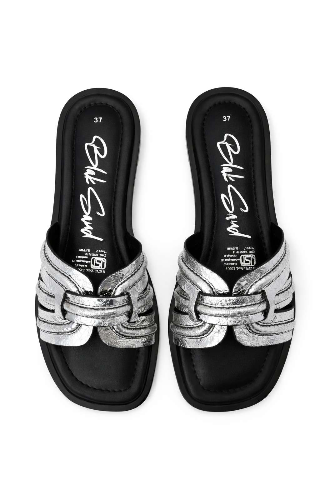 Aurea Noir Slide, Silver — 03 three-quarter