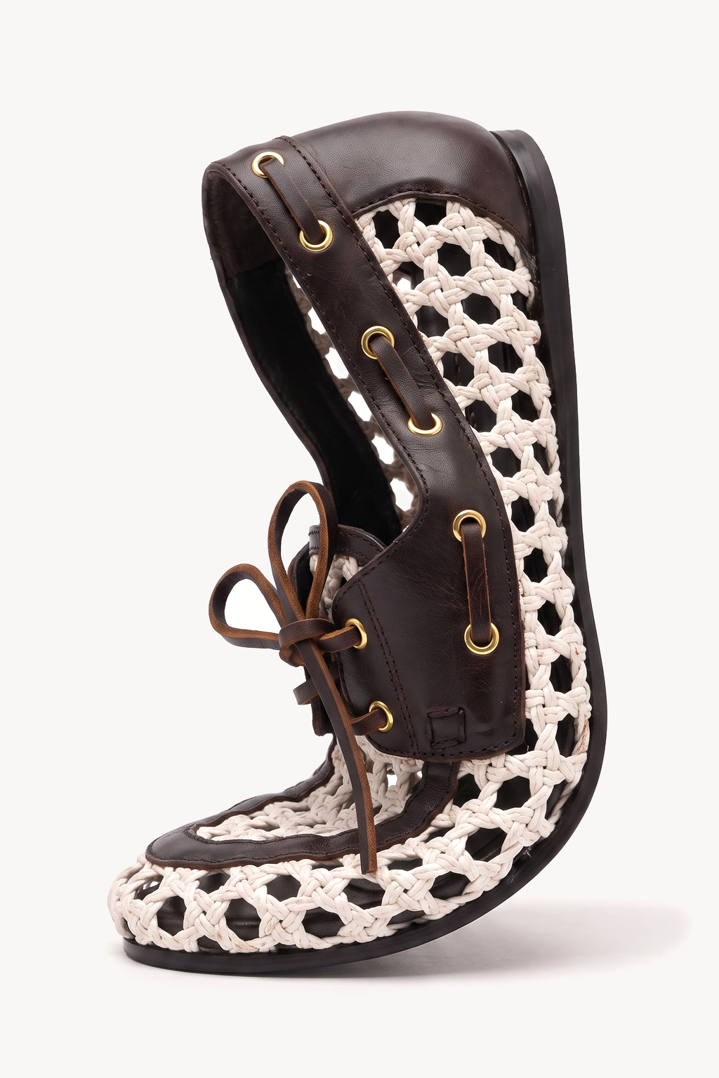 Maelia Woven Moccasin, White & Brown — 06 sole