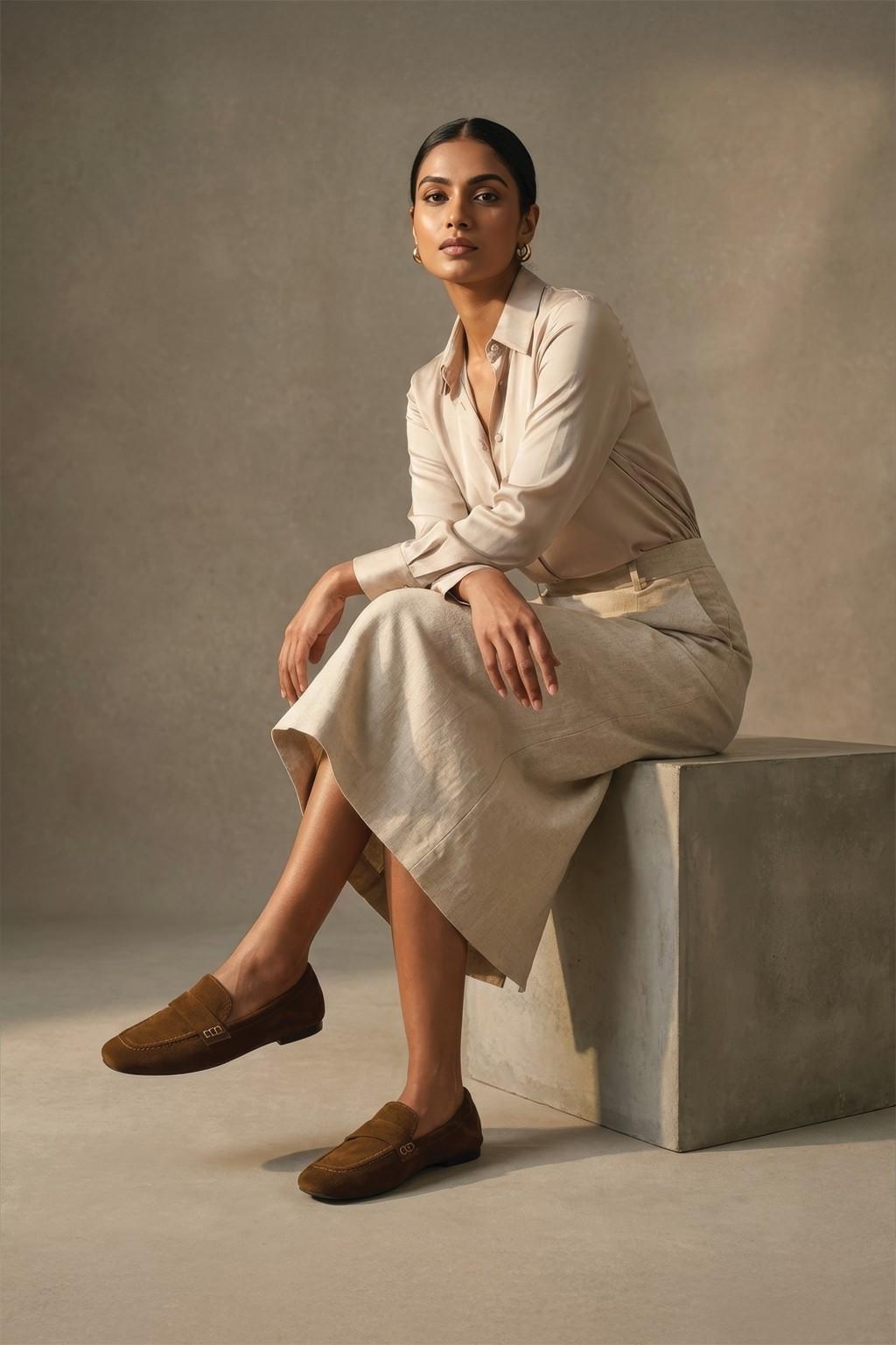 Calm Loafer, Camel — 06 on model