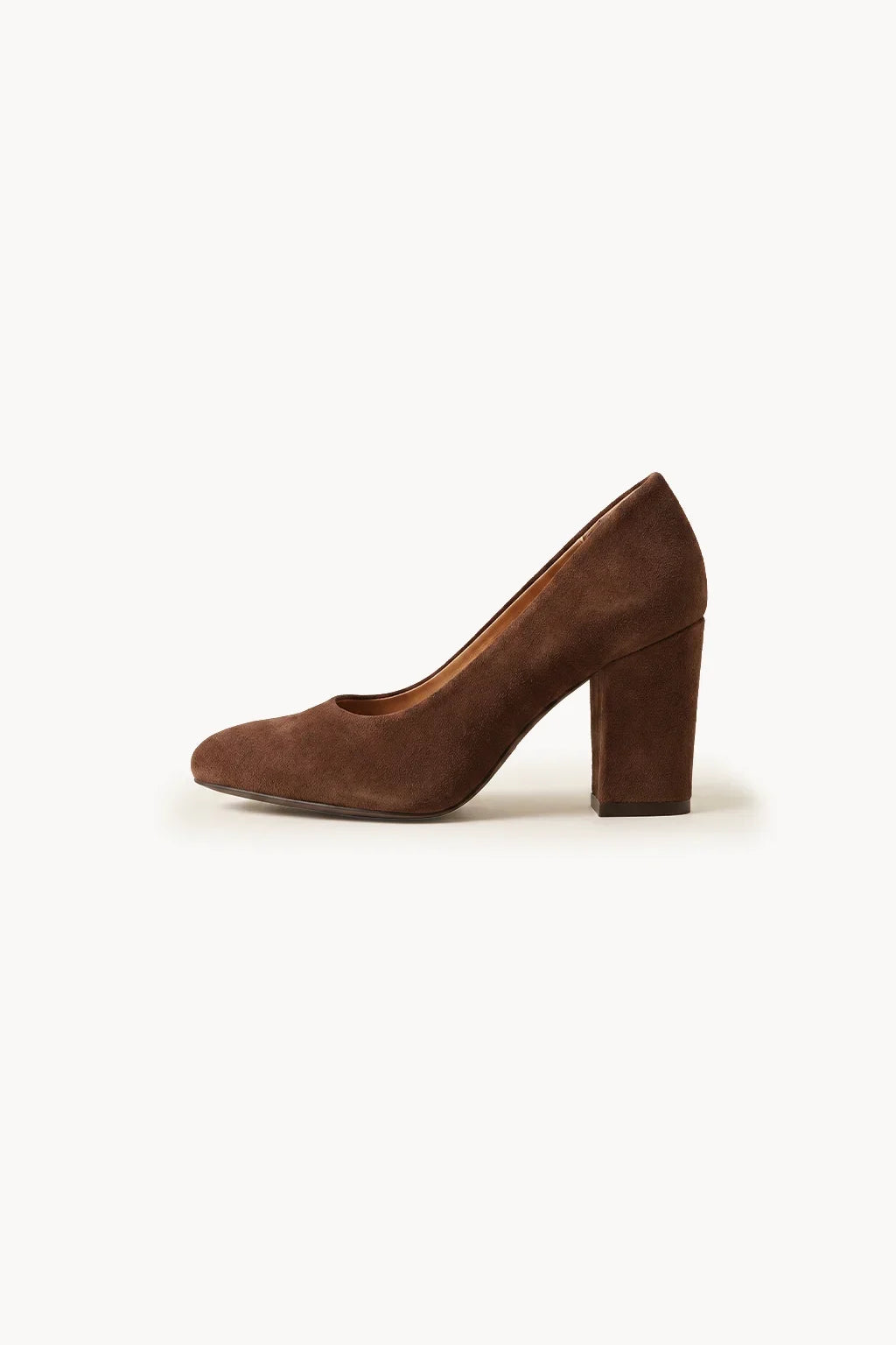 Decollete Camoscio – Block Heel, Brown — 04 side profile 2