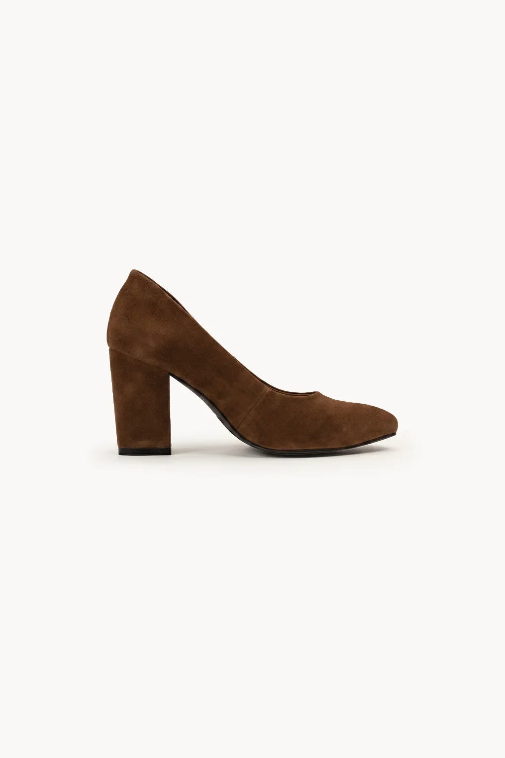 Decollete Camoscio – Block Heel, Brown — 03 side profile
