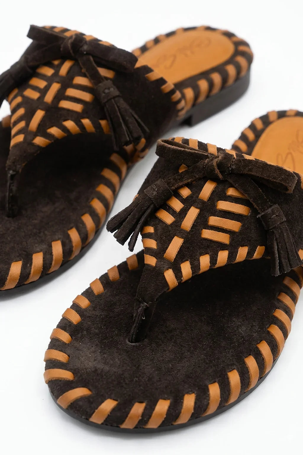 Marbella Trenzado Sandal, Brown — 02 close-up
