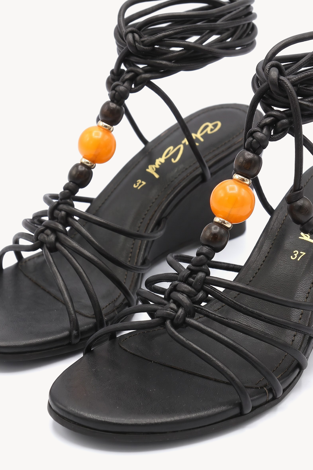 Luciana Strappy Wedge, Black — 02 close-up