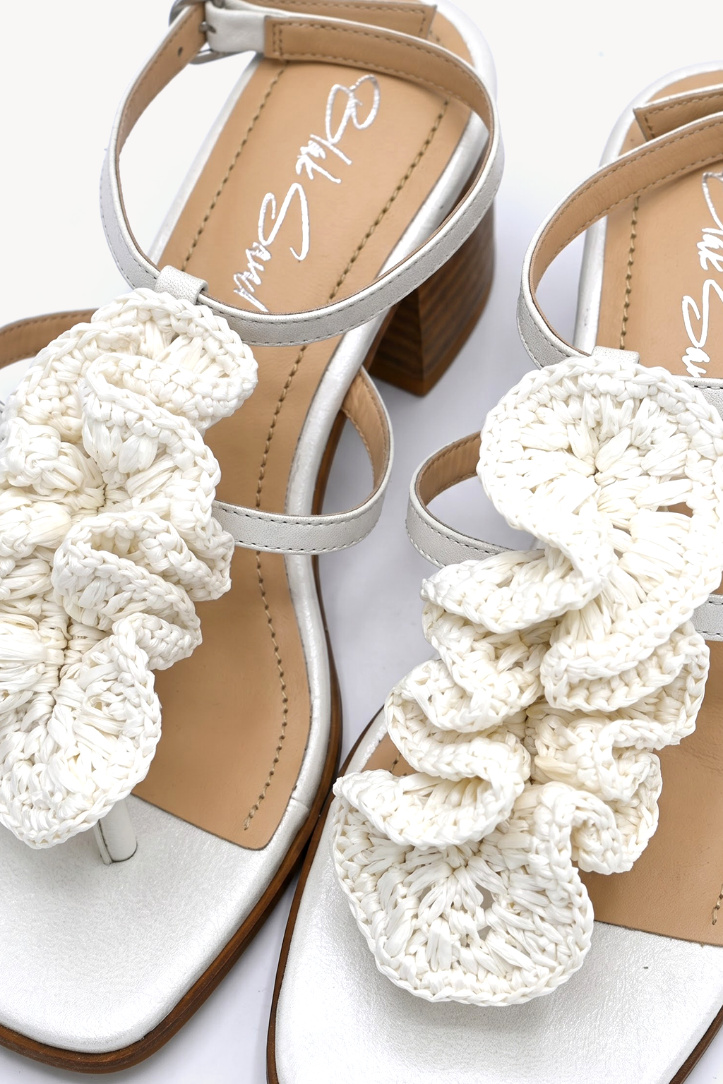 Cala Knotted Sandal, White — 02 close-up