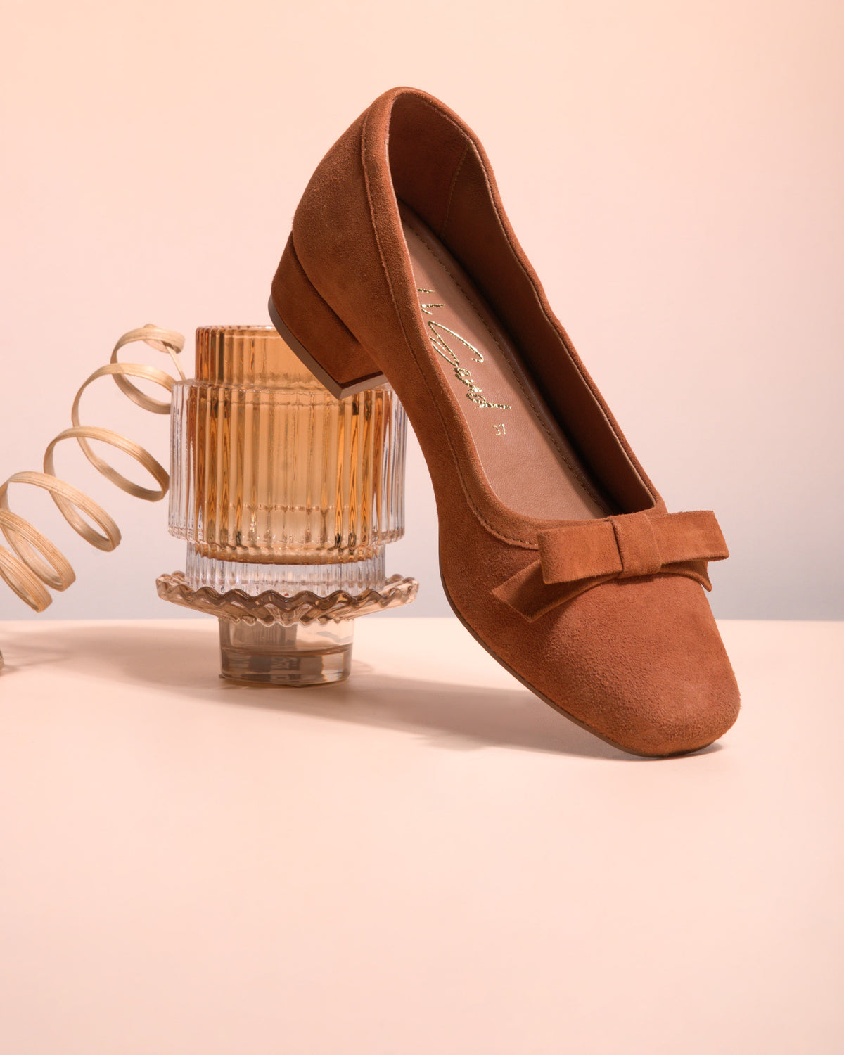 Arco Front Bow Pump Shoes, Tan — 06 styled