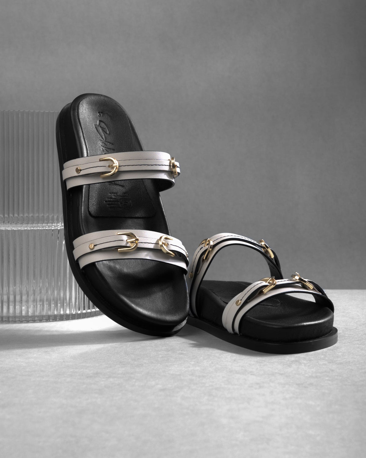 Glint – Slide Comfort Sandals, Off White — 05 styled