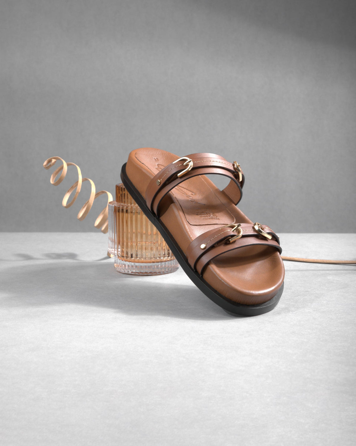 Glint – Slide Comfort Sandals, Chestnut — 06 styled
