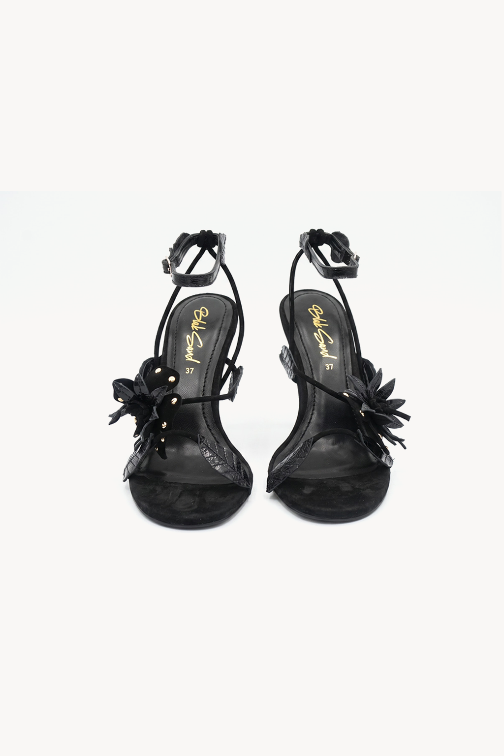 Rosaluna Floral Stiletto, Black — 01 pair