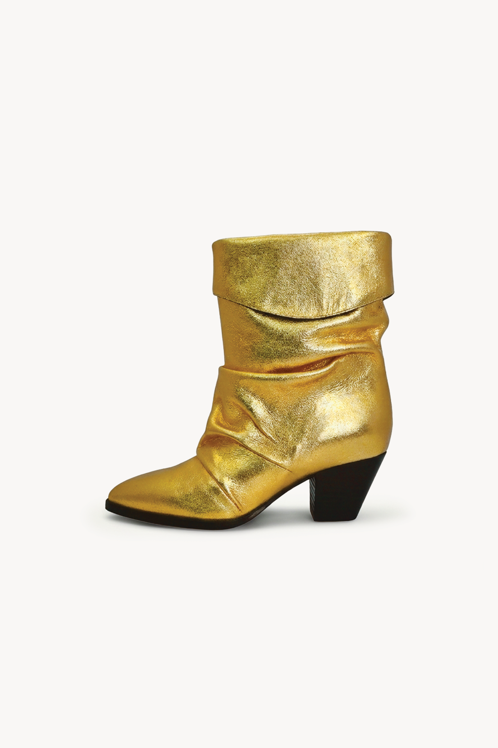 Cloene – Fold Over Collar Boots, Gold — 04 side profile 2