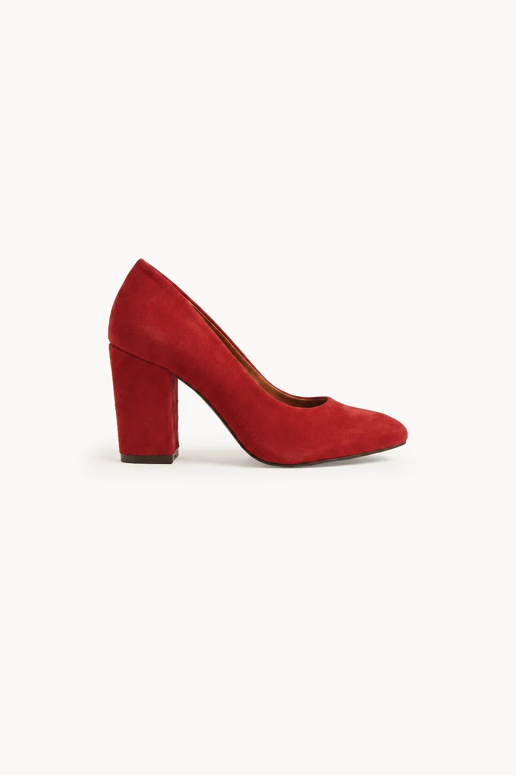 Decollete Camoscio – Block Heel, Red — 03 side profile